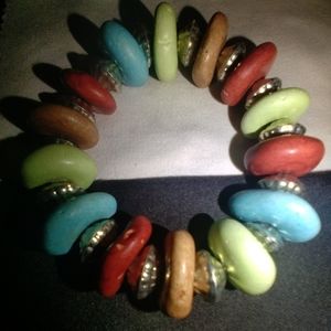 Vintage Turquoise and Silver Stretch Bracelet